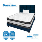 Combo Colchón Wonderful Blanco y Azul Sencillo 100 X 190 Cm Firmeza Medio Doble Faz Con Cabecero y Base Cama - COLCHONES | Bylmo