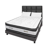 Combo Colchón Wonderful Blanco y Gris Doble 140 X 190 Cm Firmeza Medio Doble Faz Con Cabecero y Base Cama - COLCHONES | Bylmo