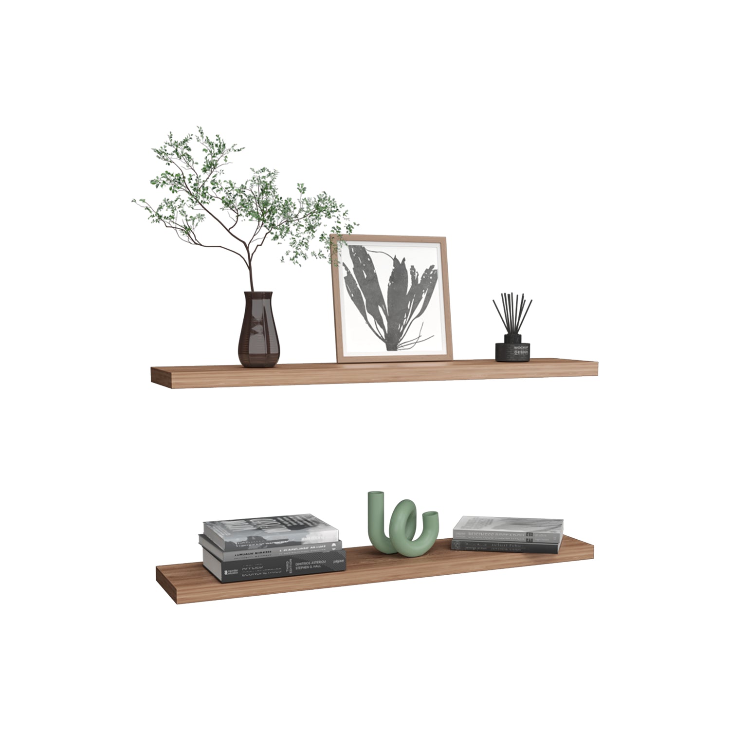 Set de 2 Repisas Miel 120x3.8cm Rectangular Minimalista - REPISAS | Bylmo