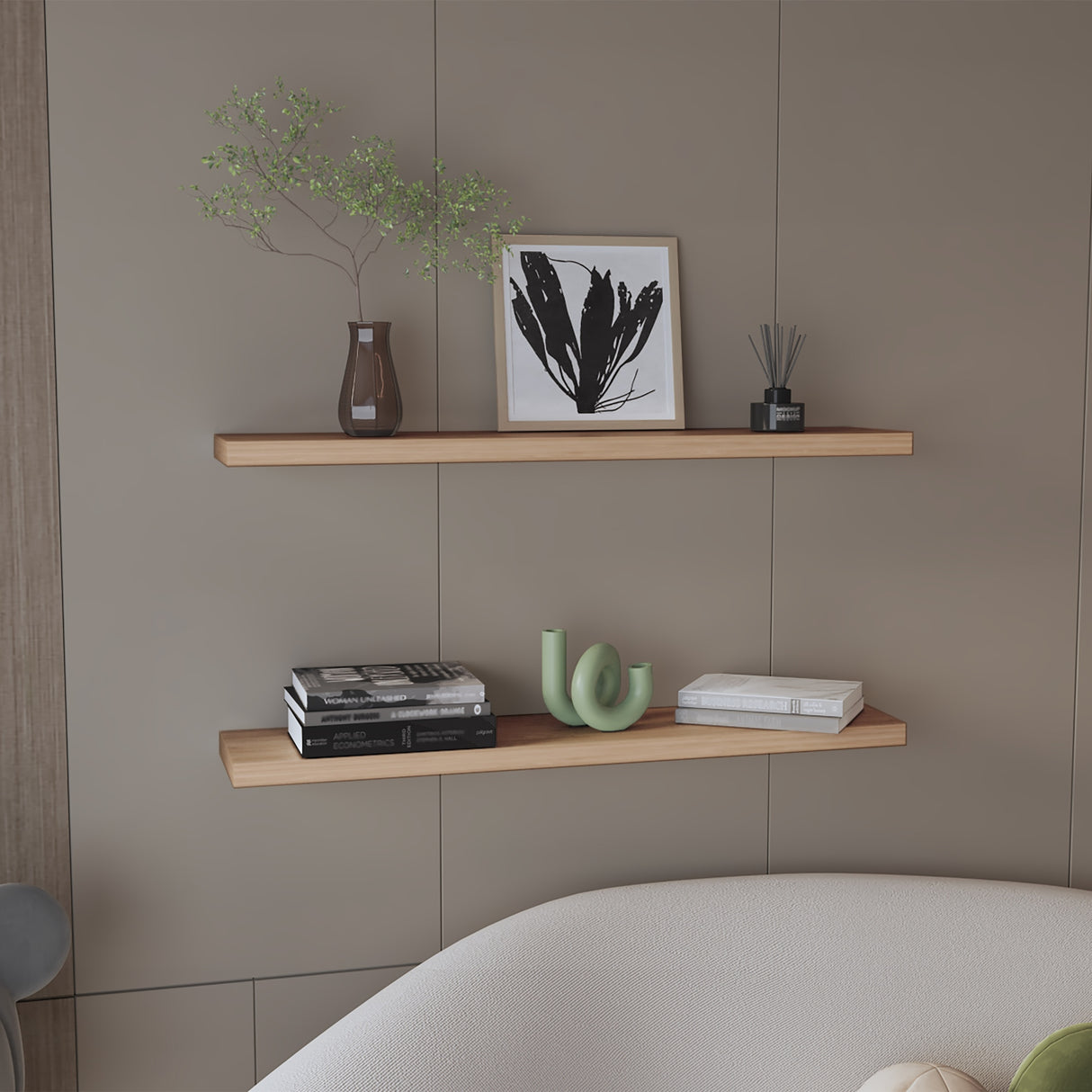 Set de 2 Repisas Miel 120x3.8cm Rectangular Minimalista - REPISAS | Bylmo
