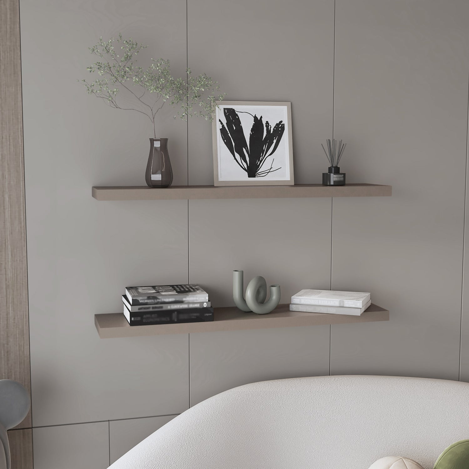 Set de 2 Repisas Taupe 120x3.8cm Rectangular Minimalista - REPISAS | Bylmo