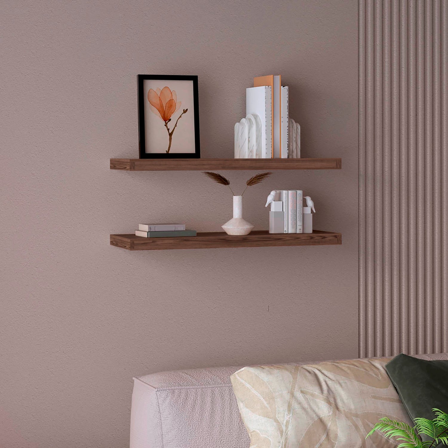 Set de 2 Repisas Coñac 80x3.8cm Rectangular Minimalista - REPISAS | Bylmo