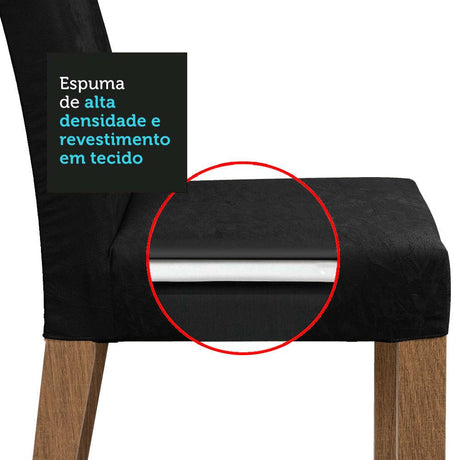 Combo Comedor y Sillas Renata Marron y Negro Oxford 160x79cm Cuadrado de Seis Puestos con Seis Sillas - COMEDORES | Bylmo