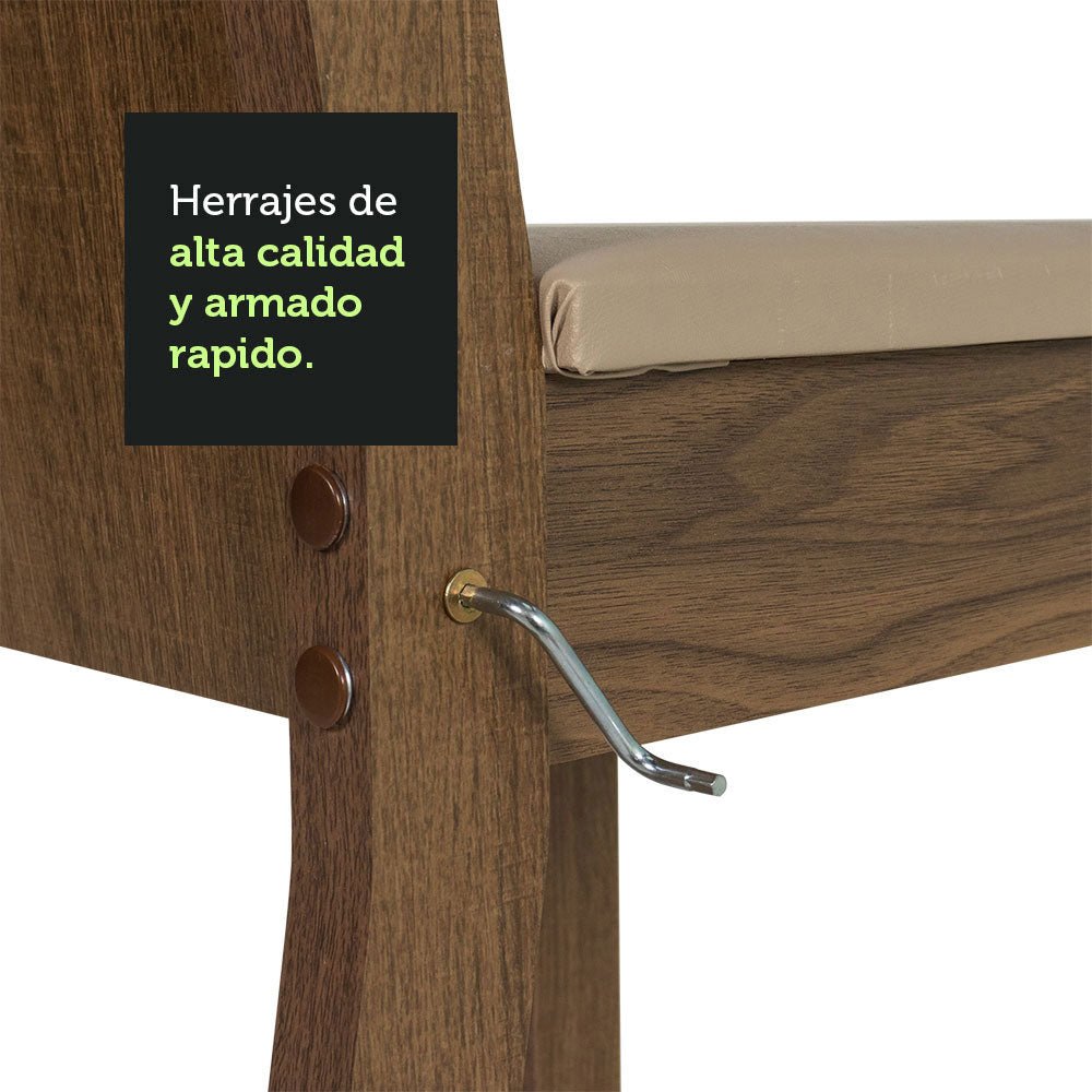 Combo Comedor y Sillas Samara Marron con Gris y Beige 90x78cm Cuadrado de Cuatro Puestos con Cuatro Sillas - COMEDORES | Bylmo
