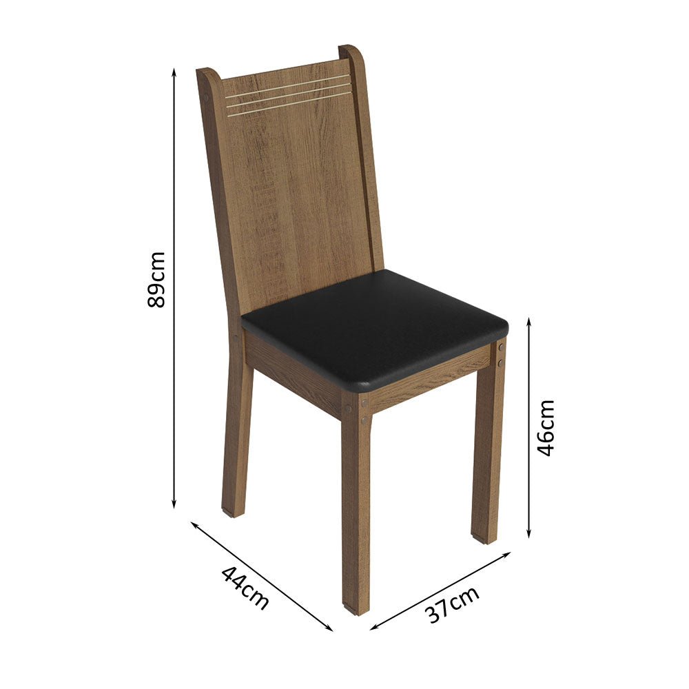 Combo Comedor y Sillas Samara Marron y Negro 90x78cm Cuadrado de Cuatro Puestos con Cuatro Sillas - COMEDORES | Bylmo