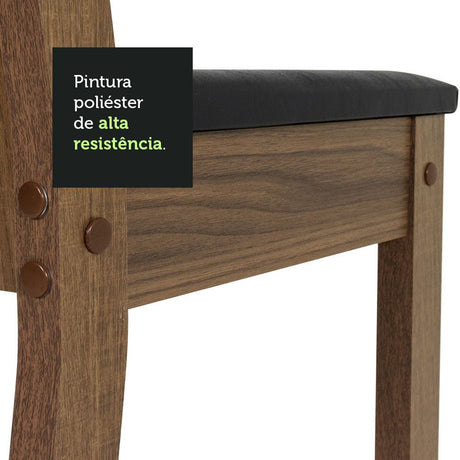 Combo Comedor y Sillas Samara Marron y Negro 90x78cm Cuadrado de Cuatro Puestos con Cuatro Sillas - COMEDORES | Bylmo