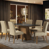 Combo Comedor y Sillas Stéfani Marron y Negro 160x80cm Cuadrado de Seis Puestos con Seis Sillas - COMEDORES | Bylmo