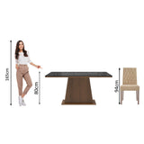 Combo Comedor y Sillas Stéfani Marron y Negro 160x80cm Cuadrado de Seis Puestos con Seis Sillas - COMEDORES | Bylmo