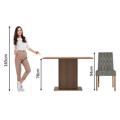 Combo Comedor y Sillas Tainá Marron y Plata 104x78cm Cuadrado de Dos Puestos con Dos Sillas - COMEDORES | Bylmo