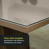 Combo Comedor y Sillas Tifani Marron con Crema y Negro 90x78cm Cuadrado de Cuatro Puestos con Cuatro Sillas - COMEDORES | Bylmo