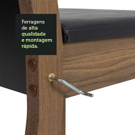 Combo Comedor y Sillas Tifani Marron y Negro 90x78cm Cuadrado de Cuatro Puestos con Cuatro Sillas - COMEDORES | Bylmo