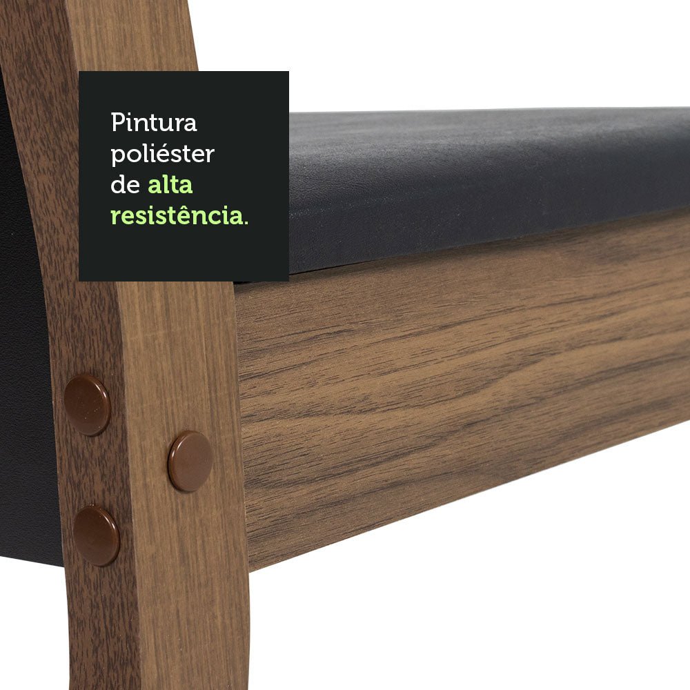 Combo Comedor y Sillas Tifani Marron y Negro 90x78cm Cuadrado de Cuatro Puestos con Cuatro Sillas - COMEDORES | Bylmo