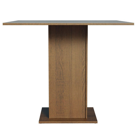 Comedor Marron y Gris 90x78cm Cuadrado de Cuatro Puestos Sin Sillas y Encimera con Vidrio - COMEDORES | Bylmo