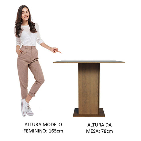 Comedor Marron y Gris 90x78cm Cuadrado de Cuatro Puestos Sin Sillas y Encimera con Vidrio - COMEDORES | Bylmo