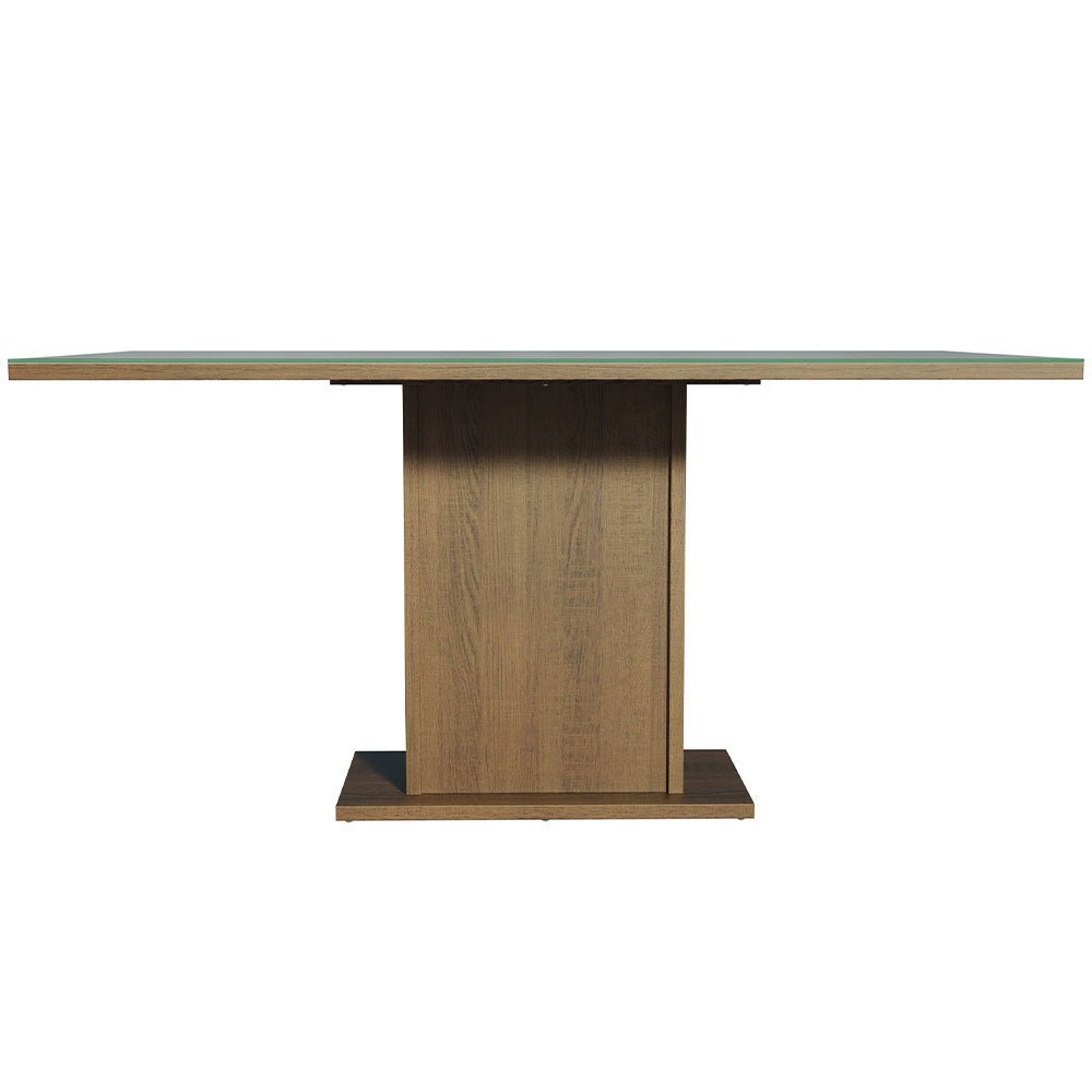 Comedor Marron y Gris 160x79cm Rectangular de Seis Puestos Sin Sillas y con Encimera con Vidrio - COMEDORES | Bylmo