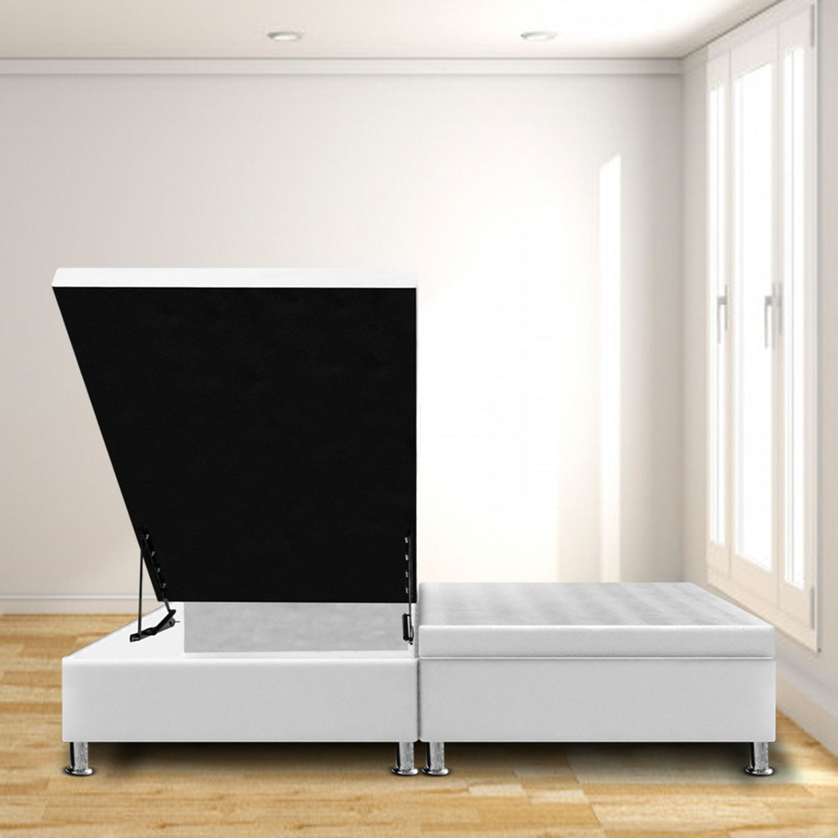 Cama Baúl Blanco 160x43Cm Para Cochón Queen 160 X 190 Cm Dividida - CAMAS | Bylmo