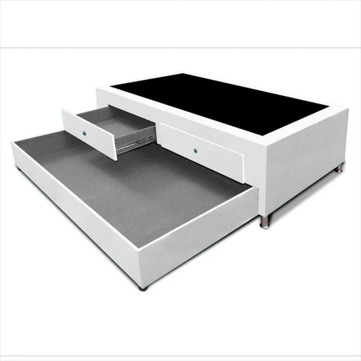 Cama Nido Blanco 100x60Cm Para Cochón Sencillo 100 X 190 Cm Con Baúl y Cajones - CAMAS | Bylmo
