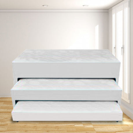 Cama Nido Dividida Blanco 120x68Cm Para Cochón Semidoble 120 X 190 Cm De Tres Niveles con Colchón Superior Incorporado - CAMAS | Bylmo