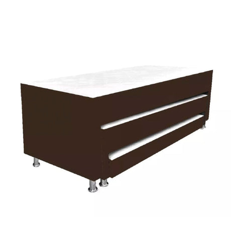 Cama Nido Dividida Cafe 140x68Cm Para Cochón Doble 140 X 190 Cm De Tres Niveles con Colchón Superior Incorporado - CAMAS | Bylmo