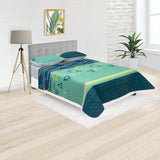Cubrelecho Termosellado Verde Menta 140x190cm Doble Faz de Triangulos - TENDIDOS Y CUBRELECHOS | Bylmo