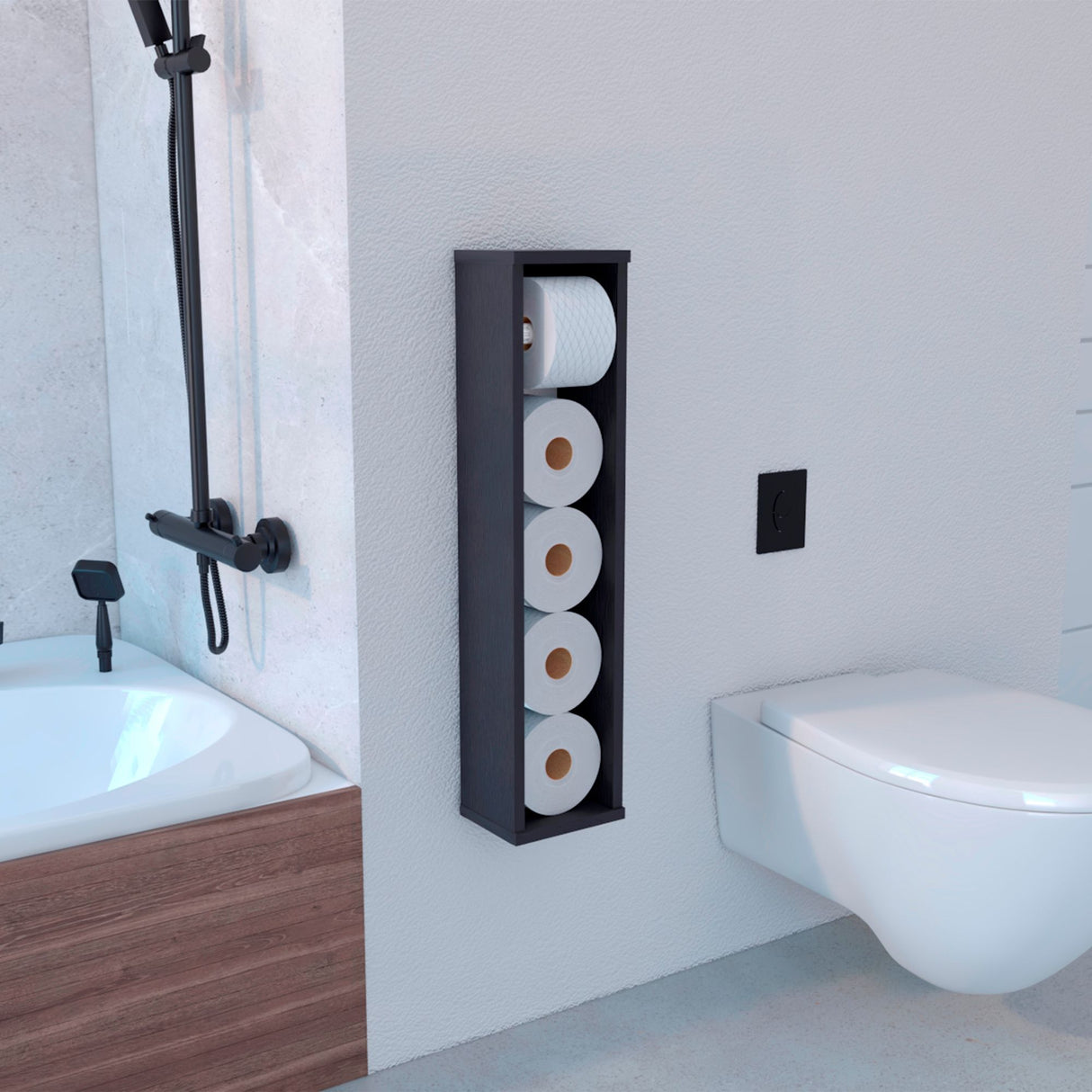 Organizador de Papel Higiénico Bali Wengue 16.6x71cm Flotante con Porta Rollo - OTROS MUEBLES PARA BANHO | Bylmo