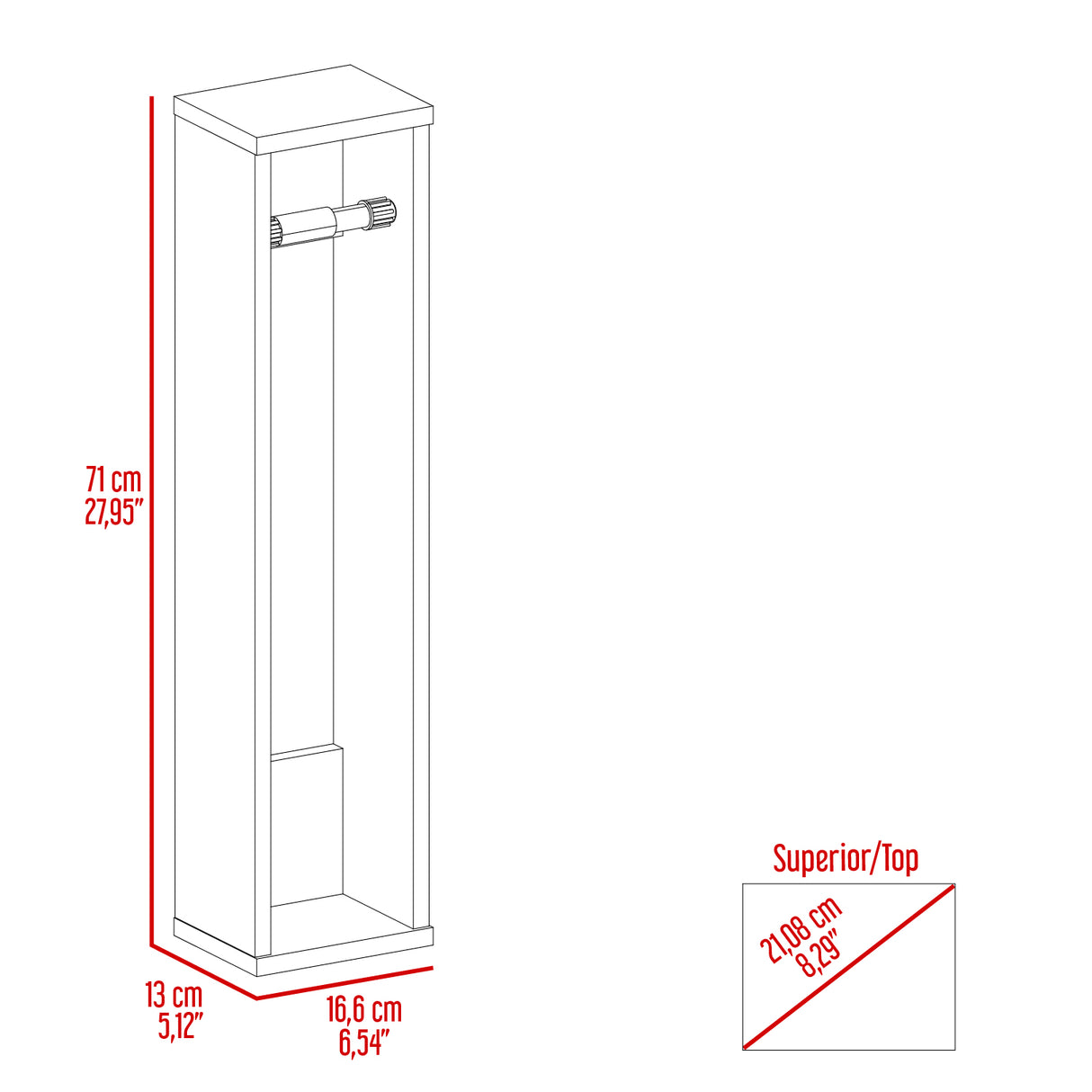 Organizador de Papel Higiénico Bali Wengue 16.6x71cm Flotante con Porta Rollo - OTROS MUEBLES PARA BANHO | Bylmo
