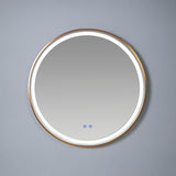 Espejo de Baño 80x80cm Redondo con Marco Metalico Dorado y con Sistema Led Touch - ESPEJOS DE BANHO | Bylmo