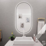 Espejo de Baño 60x120cm Ovalado con Marco Metalico negro y con Sistema Led Touch - ESPEJOS DE BANHO | Bylmo