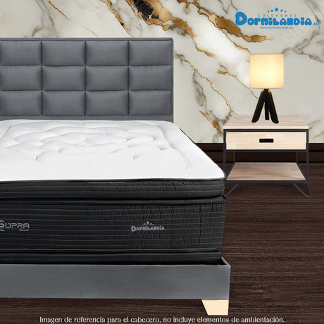 Cabecero Londres Gris 140x120cm con Acabado Abullonado para Cama Doble - CABECEROS | Bylmo
