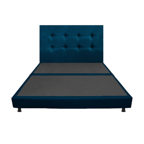 Combo Base Cama Dividida y Cabecero Dublín Azul 160x190cm Con Patas - CAMAS | Bylmo