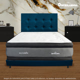Combo Base Cama Dividida y Cabecero Dublín Azul 160x190cm Con Patas - CAMAS | Bylmo