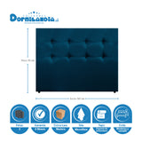 Combo Base Cama Dividida y Cabecero Dublín Azul 160x190cm Con Patas - CAMAS | Bylmo