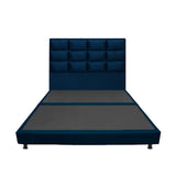 Combo Base Cama Dividida y Cabecero Londres Azul 200x200cm Con Patas - CAMAS | Bylmo
