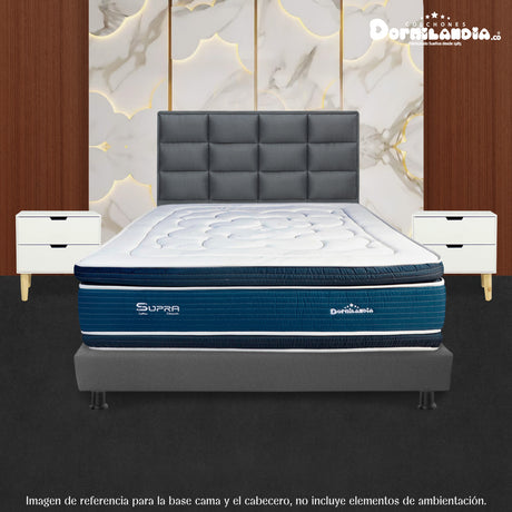 Combo Base Cama Dividida y Cabecero Londres Gris 160x190cm Con Patas - CAMAS | Bylmo