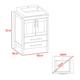 Mueble para Lavamanos Hilda Fresno Europeo 59.5x85.6cm con Lavamanos y Dos Cajones - MUEBLES PARA LAVAMANOS | Bylmo