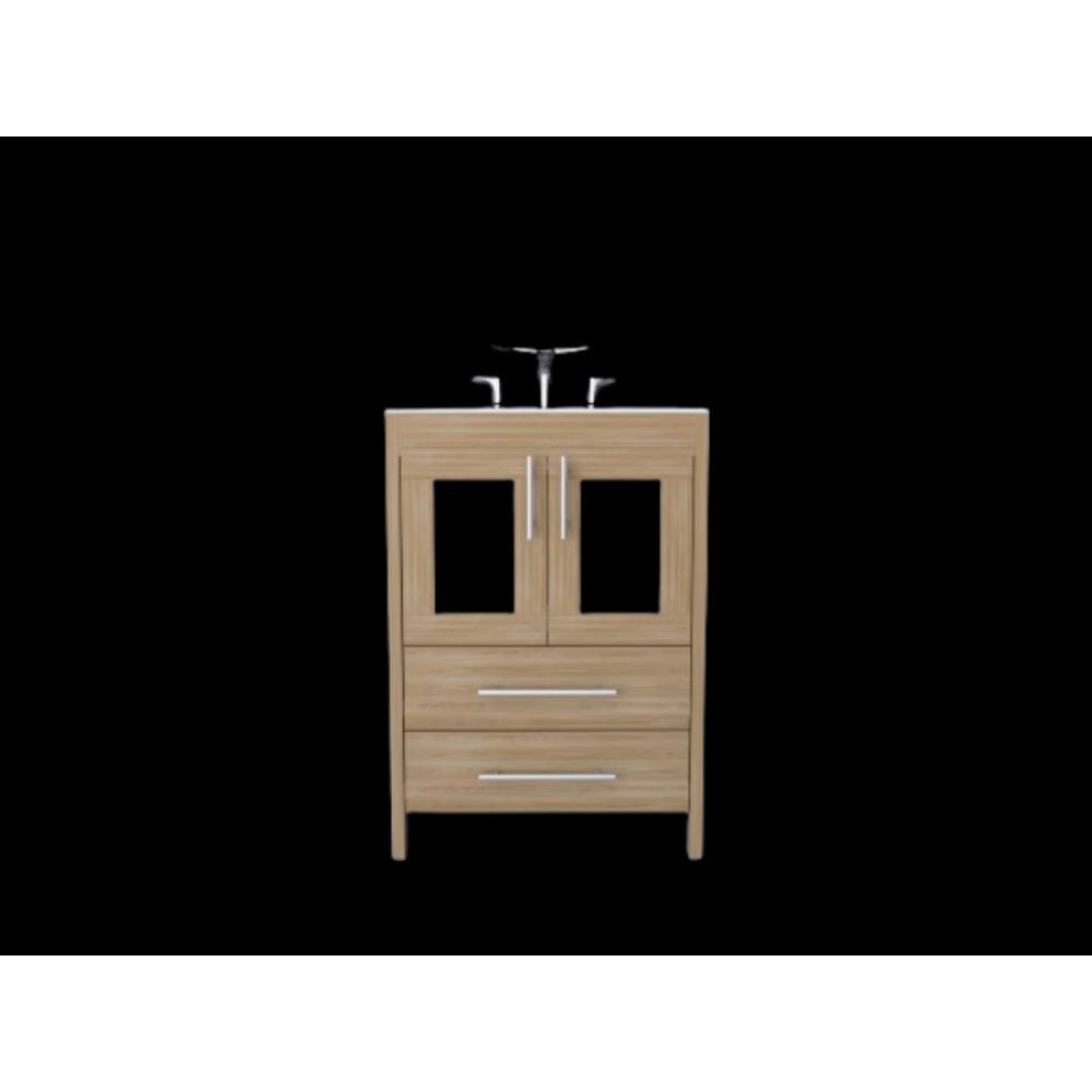 Mueble para Lavamanos Hilda Fresno Europeo 59.5x85.6cm con Lavamanos y Dos Cajones - MUEBLES PARA LAVAMANOS | Bylmo