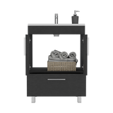 Mueble para Lavamanos Velloc Wengue 60x85cm con Lavamanos y Un Cajón - MUEBLES PARA LAVAMANOS | Bylmo