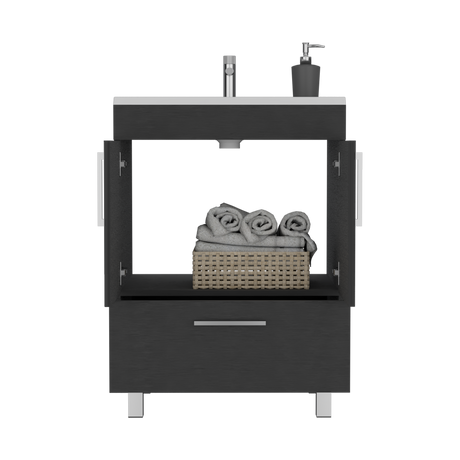 Mueble para Lavamanos Velloc Wengue 60x85cm con Lavamanos y Un Cajón - MUEBLES PARA LAVAMANOS | Bylmo