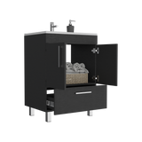 Mueble para Lavamanos Velloc Wengue 60x85cm con Lavamanos y Un Cajón - MUEBLES PARA LAVAMANOS | Bylmo