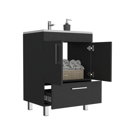 Mueble para Lavamanos Velloc Wengue 60x85cm con Lavamanos y Un Cajón - MUEBLES PARA LAVAMANOS | Bylmo