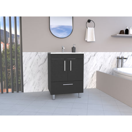 Mueble para Lavamanos Velloc Wengue 60x85cm con Lavamanos y Un Cajón - MUEBLES PARA LAVAMANOS | Bylmo