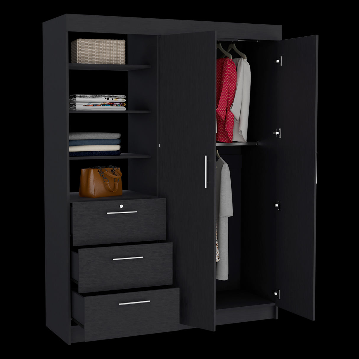 Closet Kenya Wengue 150x200.75cm Con Tres Cajones y Dos Puertas - CLOSETS | Bylmo