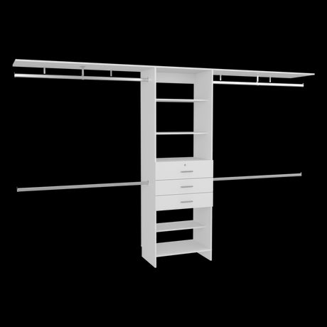 Closet Plego Blanco 300x187.7cm Con Tres Cajones y Sin Puertas - CLOSETS | Bylmo