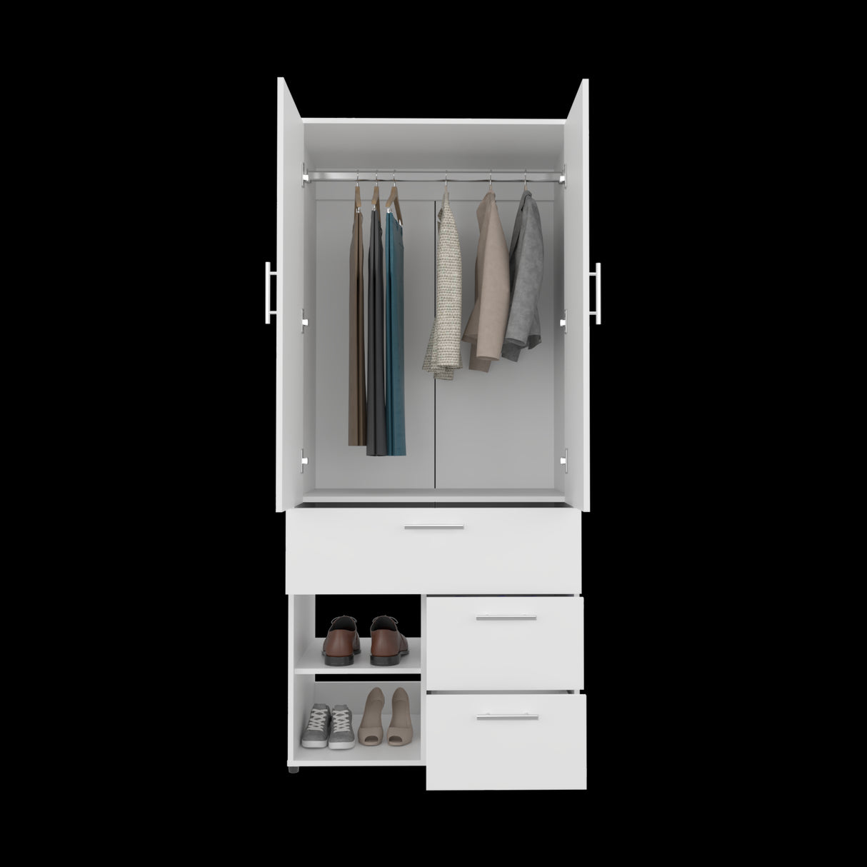 Closet Alpine Blanco 80.2x179.6cm Con Tres Cajones y Dos Puertas - CLOSETS | Bylmo