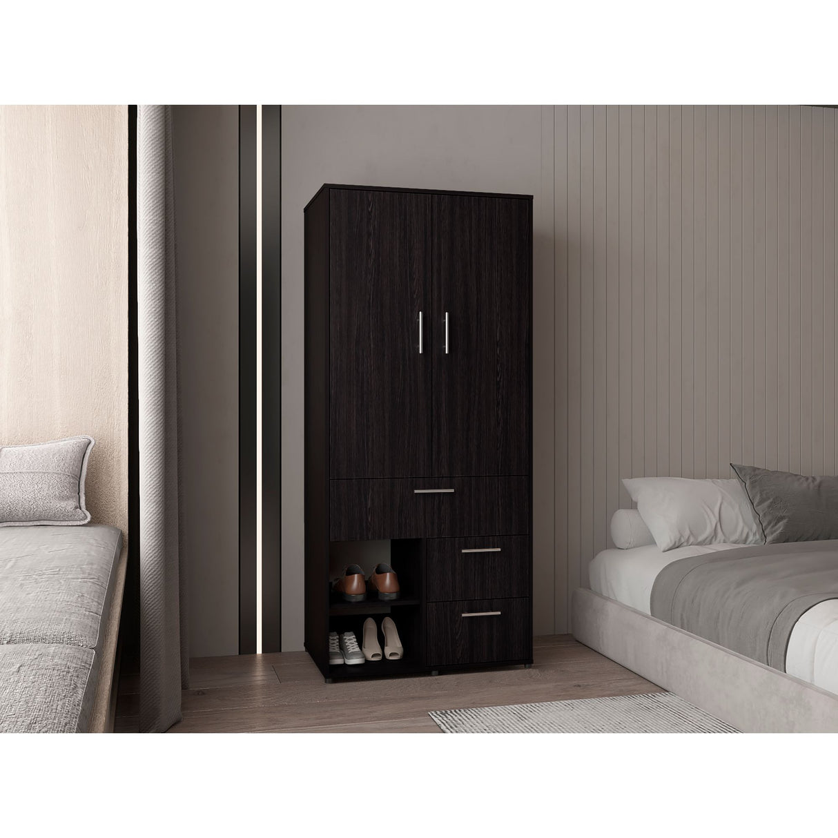 Closet Alpine Wengue 80.2x179.6cm Con Tres Cajones y Dos Puertas - CLOSETS | Bylmo