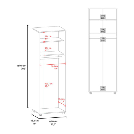 Closet Aurora Blanco 60x180cm Sin Cajones y Dos Puertas - CLOSETS | Bylmo