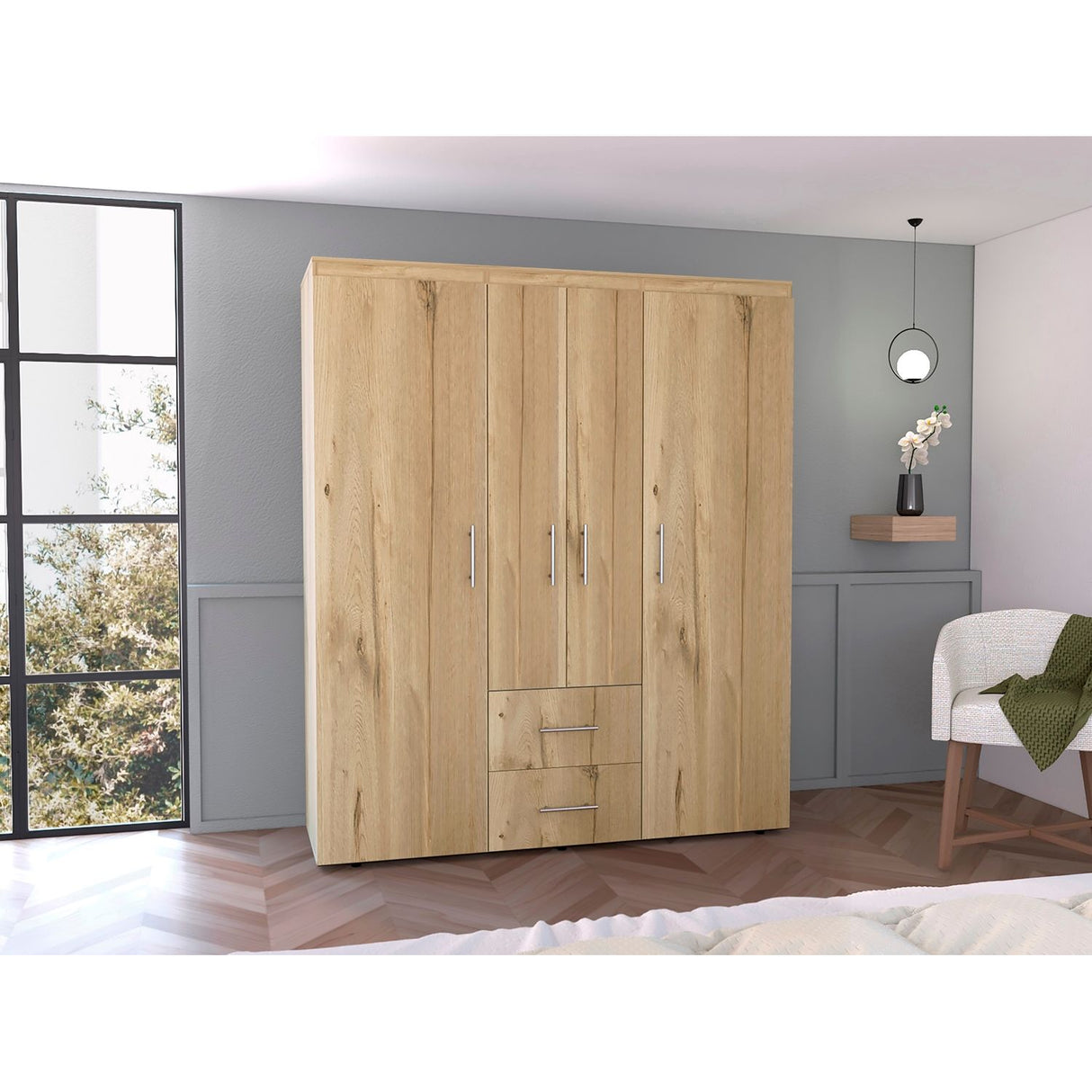 Closet Bariloche Eco Duna y Blanco 150.3x177.9cm Con Dos Cajones y Cuatro Puertas - CLOSETS | Bylmo