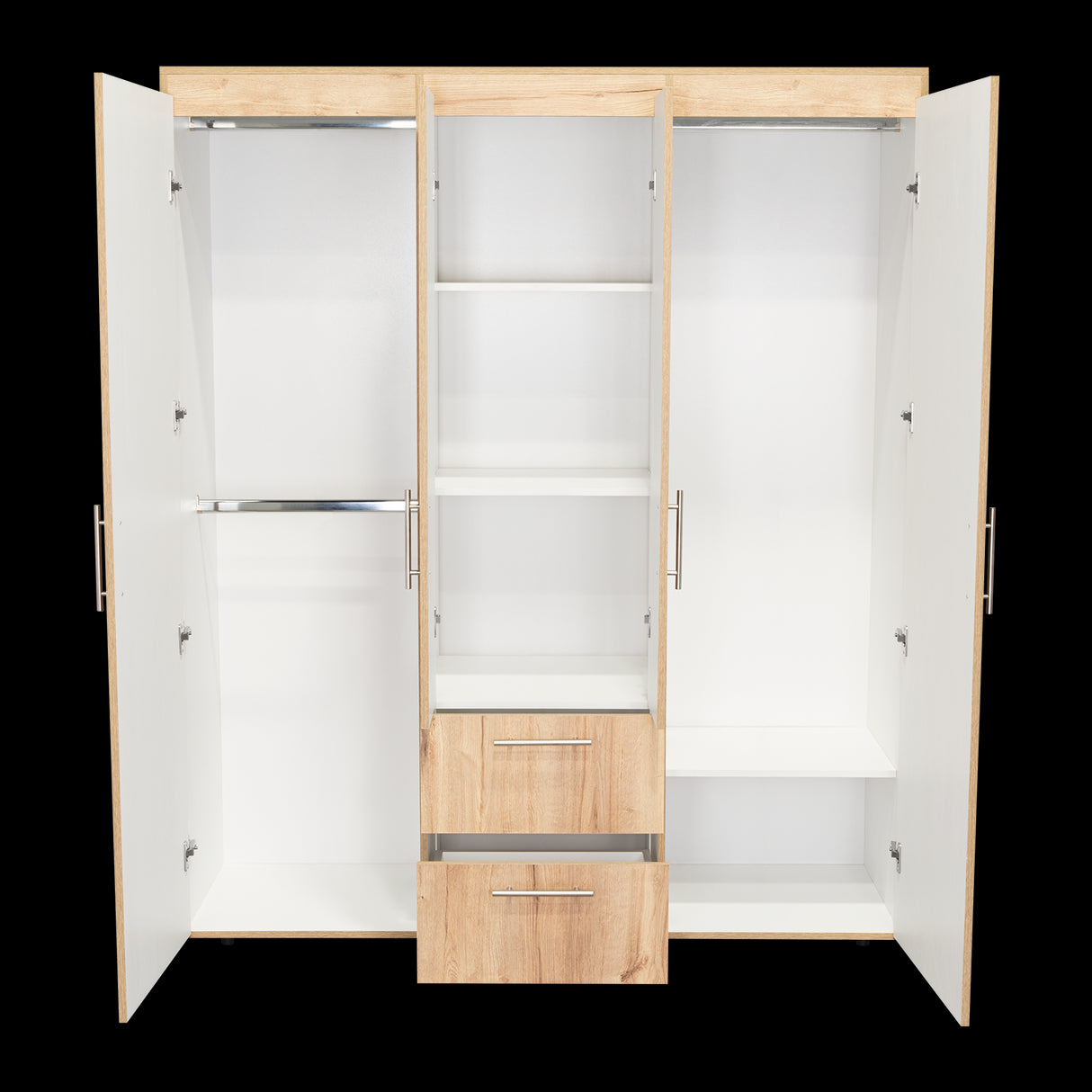 Closet Bariloche Eco Duna y Blanco 150.3x177.9cm Con Dos Cajones y Cuatro Puertas - CLOSETS | Bylmo