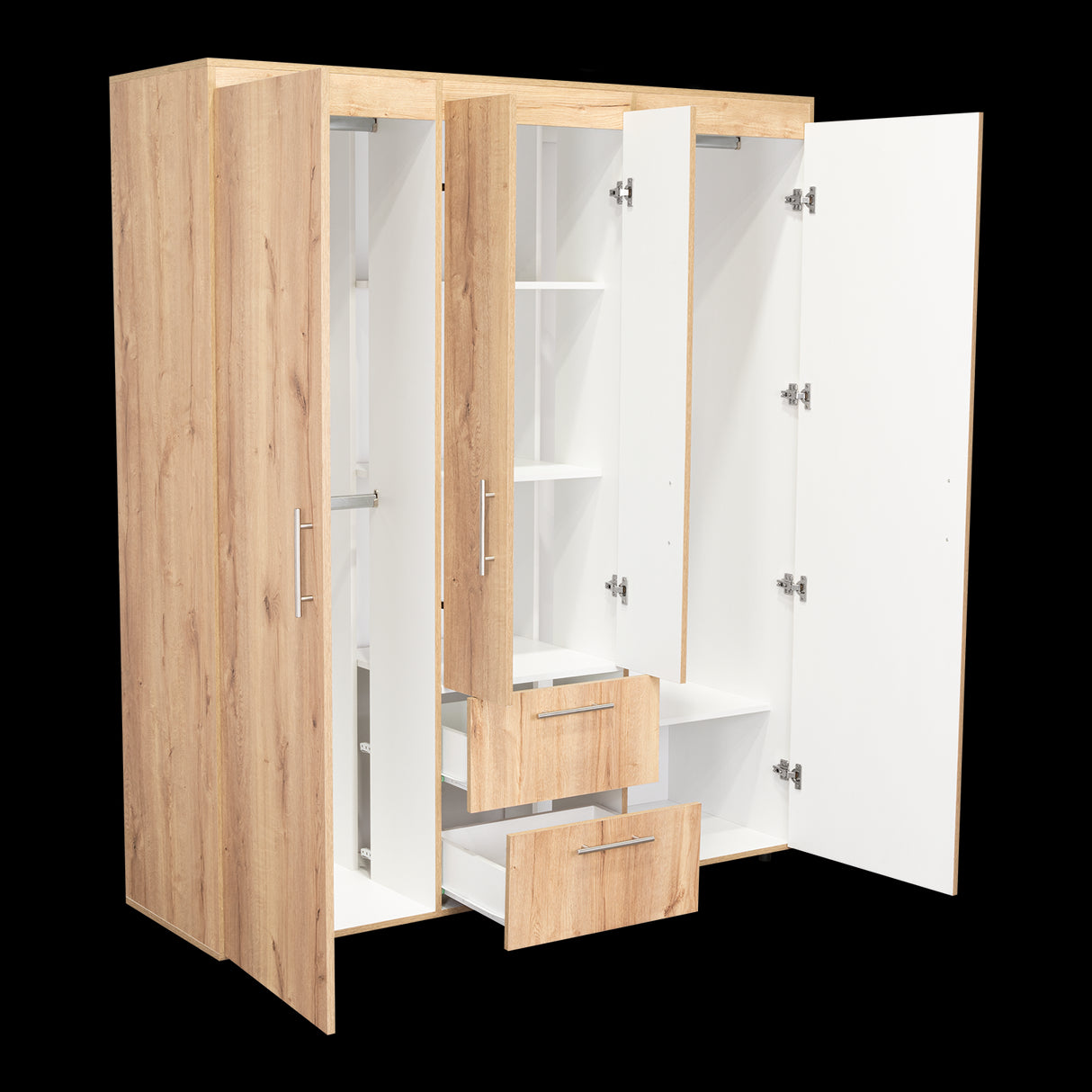 Closet Bariloche Eco Duna y Blanco 150.3x177.9cm Con Dos Cajones y Cuatro Puertas - CLOSETS | Bylmo