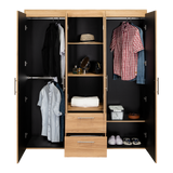 Closet Bariloche Eco Fresno Europeo y Wengue 150.3x177.9cm Con Dos Cajones y Cuatro Puertas - CLOSETS | Bylmo